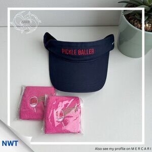 Pickleball Highlife - Navy Pickle Baller Visor and Wrist Sweat Band